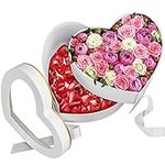 Belle Vous Double Layer Heart Shaped Flower Gift Box with Lid - W23 x L19.5 x H16.5cm/9.06 x 7.68 x 6.5 Inches - Luxury Gift Packaging for Wedding/Birthday Floral Arrangements & Decoration