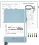 SIMSIMY Premade Bullet Dotted Journal Notebook, Pre-made Dot Grid Journaling with Undated Weekly & Monthly Planner, Various Trackers, Lasts 1 Year, A5