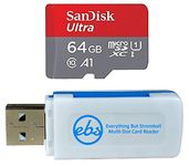 SanDisk 64GB SDXC Micro Ultra Memory Card Bundle Works with Motorola Moto G7, G7 Play, G7 Plus, G7 Power (SDSQUAR-064G-GN6MN) Plus (1) Everything But Stromboli (TM) Combo Card Reader