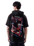 The Souled Store Official Spider-Man: Saving The Spider-Verse Mens Regular Fit Half Sleeve Graphic Printed Cotton Black Color Hooded T-Shirt Men's T-Shirts Graphic Tees Casual Fashion