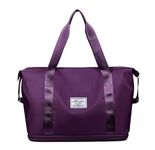 YXQSED Travel Duffel Bags with Trolley Sleeve for Women Large Capacity Expandable Waterproof Camping Carry-on Tote Bag Dry/Wet Separation Sport Gym Bag Dark purple