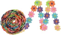 Daisy Lace Trim 1 Inch Colorful Flower Lace Trim Floral Lace Ribbon Sunflower Embroidered Fabric Trim Colorful Trim Decorating for Appliques Sewing Craft DIY, Clothes Decoration(5 Yard)