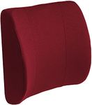 DMI Contour Lumbar Back Support Cushion Pillow with Strap, Burgundy