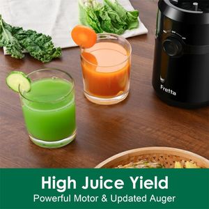 Fretta Cold Press Juicer – Black Slow Masticating Juice Extractor