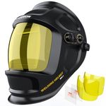 Auto Darkening Welding Helmet Large View 3.94" x 3.66", True Color Welding Hood Optical Clarity, 4 Arc Sensor Solar/Battery Powered, Wide Shade 3.5/5-9/9-13 Welder Mask for TIG MIG ARC Cut Grind