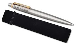 Parker Jotter Stainless Steel personalised parker pen engraved In Classy Gift Bag Ideal Anniversary, Birthday or Fathers Day Gift Perfect For Men & Women With Laser Engraving (Silver & Gold)