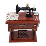 Framendino, Sewing Machine Music Box Vintage Musical Classical Desk Decor Christmas Valentine's Day, Red