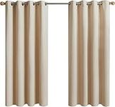 Topfinel Blackout Curtains for Bedroom Beige Curtains Livingroom Decoration Eyelet Nursery Curtains Short Curtains Windows for Kitchen W117 x L137 CM,2 Panels