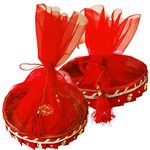 The Bath Stories Bamboo Basket For Wedding Decorated Gift Packing Return Gift Occasional Gift Dry Fruits Sweets Packing(Size 9" L X 2" H) Pack Of 2