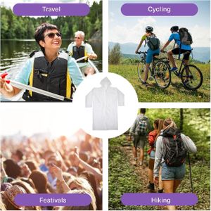 Bramble 6-Pack Adult Waterproof Reusable Clear Rain Ponchos – One Size for Festivals, Sports, Hiking