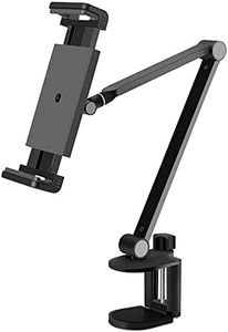 WINOK Tablet Stand for Bed, Gooseneck Tablet Holder Mount, Rotate 360 Degrees of Flexible, Height and Angle Adjustable, Aluminium Alloy Arm Compatible with 4.5-13 Phone Tablet, iPhone, iPad - Black