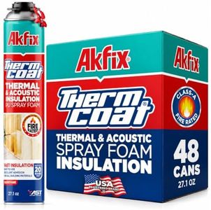Akfix Thermcoat Fire Rated Spray Foam Insulation 960 sq ft (48x27.1 oz) - (R-Value 11.32/2 inch) Closed Cell Expanding Wide Sealant Thermal Insulation for Walls and Attic - Gun&Cleaner NOT Included
