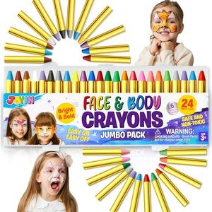 42PCS Face and Body Paint Crayons for Kids, Face Painting Kit Safe and Non-Toxic Ultimate Party Pack Including 14 Metallic Colors for Birthday Makeup Party Supplies, Halloween Face Painting kit