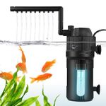 UPROZIL 4W Internal Fish Tank Filter, 5 in 1 Aquarium Filter Pump, UV Steriliser, Turns Green Water to Clear, Timing Flow Rate and Direction Adjustable, for 15-80L Aquarium (400L/H)