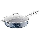 Deep Frying Pan Nonstick with Lid, 12" Ceramic Non-Stick Saute Pan Wok Pan for Induction, Large Skillet Pan Healthy Non-Stick Cooking Pan, PTFE PFAS and PFOA-Free, Dishwasher Oven Safe, Blue