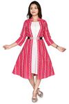 jbegam Designer Dress One Piece Layered Kurta Gown with Jacket for Women or Girls Pink Suitable for 15-16 Years