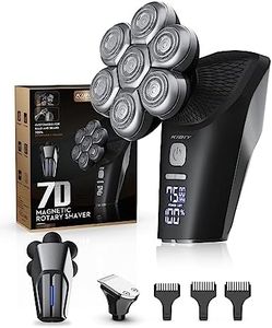 Rasoir Tete Chauve Homme, Kibiy LED Tondeuse Crane Chauve avec 7 têtes De Rasage Magnétiques Améliorées, Rasoir Crane Étanche IPX7, Rasoirs Crâne Chauve avec Tondeuse à Cheveux, Type-C Charge Rapide