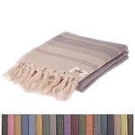 Bergama Turkish Cotton BeachTowel | 100% Cotton, Prewashed, 38 x 71 Inches | Quick Dry, Sand Free, Lightweight | Large Blankets for Beach, Pool, Bathroom, SPA, Gym and Yoga Blanket (Grey)