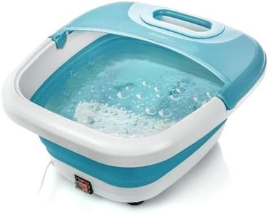 TZS First Austria Bain de Pieds Pliable avec Chauffage, Massage Pieds Vibrant et à Bulles, Masseur Pied Portable avec Poignée Robuste, Pieds en Caoutchouc et LED Rouge, Bleu