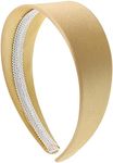 Champagne 2 Inch Wide Satin Hard Headband with No Teeth Head band for Women and Girls (Motique Accessories)