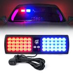 [Upgrade] Xprite Red/Blue LED Visor Strobe Flashing Lights Interior Windshield Sunshield Emergency Warning Lights for Police Volunteer Firefighter Vehicles Trucks