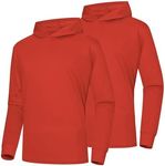 ProtectX 2-Pack Men High Visibility Lightweight Long Sleeve Hoodie, UPF 50+ Sun Protection T Shirts, SPF Outdoor UV Shirt Red 4X-Large