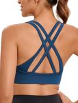 RUNNING GIRL High Impact Sports Bras for Women,Crisscross Back Seamless Padded High Support Sports Bra with Removable Pads(3011_Dark Blue_L)