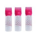 2 Plastic Hair Oil Bottle Root Comb Oil Applicator Bottle with Graduated Scale Empty Hair Dye Applicator Comb for Salon Hair Coloring Dye Hair Oiling Care, Hair Bleach (Multicolor,Pack of 2) (Pink)