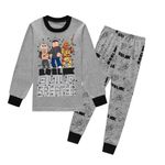 Thombase YouTube Game Kids Boys Long Sleeve Christmas Xmas Pajamas Black Red Pjs 6-13 Years (Grey, 12-13 Years)