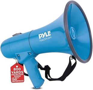 Pyle 40W Megaphone Siren Bullhorn Speaker, Rechargable, Portable and Lightweight Automatic Bullhorn for Indoor & Outdoor Use, 800 Square Yards Projection Range, Used as Siren/Music (Blue)