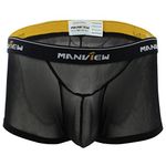 inlzdz Mens Sexy Sheer Mesh Bulge Pouch Boxer Shorts Briefs Panties Lingerie Underwear Nightwear Black XXL