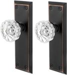 ToPToToo Single-Side Glass Dummy Door Knobs, Inactive Door Knobs for Closet, Antique Bifold Door Knobs Replacement, Crystal Dummy Door Handles, Oil Rubbed Bronze, 2 Pack
