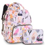 MAMMA Baby Diaper Bag for Mothers Traveling | Backpack for Moms to Travel with Newborns | Includes Small Diaper Handbag for Day Outings (Pink Orange Flower)