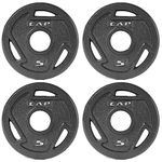 CAP Barbell 5 lb 2-Inch Olympic Cast Iron Grip Weight Plate | Set of 4 |Black