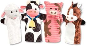 Melissa & Doug Farm Friends Hand Puppets (Set of 4) - Cow, Horse, Sheep, and Pig, Farm, 1 EA