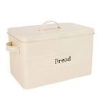 Harbour Housewares 1x Cream Vintage Metal Bread Bin - Large Retro Kitchen Storage Breadbin Box Container Canister with Airtight Lid