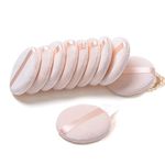 10 Pieces Pure Cotton Powder Puff, Makeup Puff for Powder Foundation, 3.15-inch Normal Size with Strap, Blending for Loose Powder Mineral Powder Body Powder Wet Dry Makeup Tool