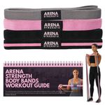 Arena Strength 4 Pack Fabric Resistance Body Bands, Long Resistance Bands, Stretch Resistance Band, Fabric Exercise Resistance Bands Set, Heavy Duty Stretch Bands, Mobility Bands for Workout Body…