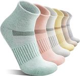 MOSEY KOSY 6 Pairs Merino Wool Socks Women Men Unisex Quarter Running Walking Hiking Work Thermal Winter Warm Compression Support Breathable Thick Cushion Socks(Multicolor Series,3-7)