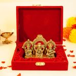 Ekhasa 100% Pure Brass Laxmi Ganesh Saraswati Murti in Luxury Red Velvet Box God Idols for Gifting | Best Wedding Gifts for Marriage Couple, Gifts for Couples, Housewarming Or Shop Opening Ceremony