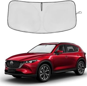 Windshield Sun Shade for Mazda CX5 CX-5 2017-2024 Double Layer 240T Front Window Shade Custom Fit CX5 CX-5, Sport, Touring, Grand Touring,Crossover Sun Visor Foldable Shade Blocks UV Rays Accessories