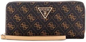 GUESS Laurel Large Zip Around Wallet, Brown Logo, Brown Logo, One Size