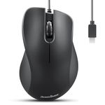 Perixx PERIMICE-221C Ergonomic USB-C Wired Mouse - Optical with 1200 dpi - 1.5 Meter Cable - Black