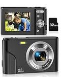 CAMKORY 48MP Digital Camera Autofocus with 32 GB Card Portabl Teen Kid Camera FHD 1080P Vlogging Camera with 16X Zoom, LCD Screen, Compact Mini Cameras for 4-10 Year Old Student, Boy, Girl