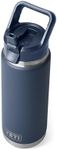 YETI Rambler 26 oz Bottle, Vacuum Insulated, Stainless Steel with Color Matching Straw Cap, Navy