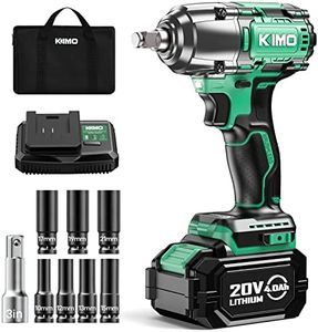 KIMO Cordless Impact Wrench 1/2", Brushless Impact Driver with 332 ft-lb & Max Torque 3000 RPM, 20V Electric Impact Wrench with 4.0 Li-ion Battery & Variable Speeds, 1/2 Impact Gun for Car Home