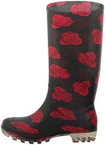 Shoes8teen Womens Basic Rain Boots Red Rose 9