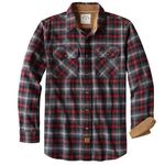 Dubinik® Mens Flannel Shirt Long Sleeve Button Down Plaid All Cotton Soft Brushed Flannel Shirt for Men Utility Casual Shirt Red Black