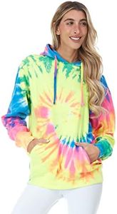 DARESAY Tie Dyed Pullover Hood-Neon Rainbow-XL