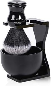 Je&Co Men's Shaving Brush Set, 3 in 1 Synthetic Shaving Brush with Acrylic Stand and Steel Bowl